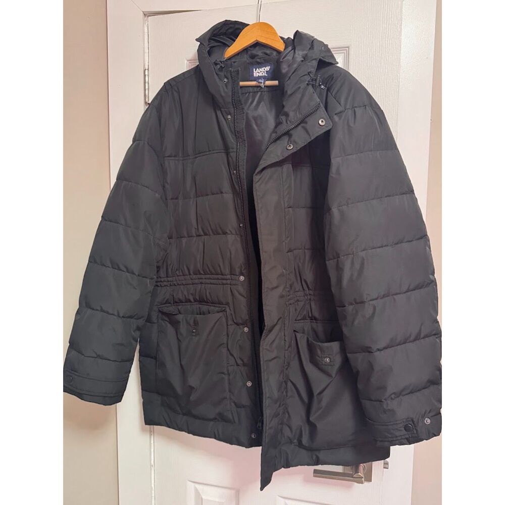 Lands' End Men's Hooded Puffer Jacket XL